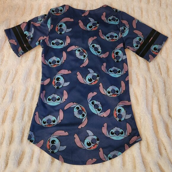 Disney Stitch (Lilo & Stitch) 100% Poly. Button-Up Small Short Sleeve Jersey - Picture 4 of 4